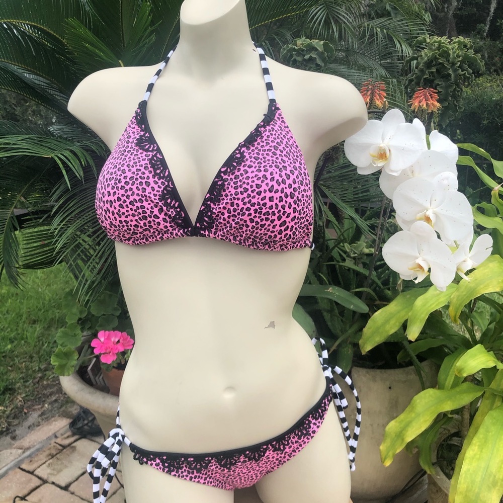 Triangle Bikini Top with Tie Side Bikini Bottoms
